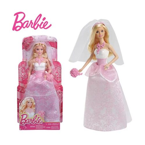 正版美国barbie芭比娃娃新娘婚纱结婚洋娃娃女孩玩具公主生日礼物