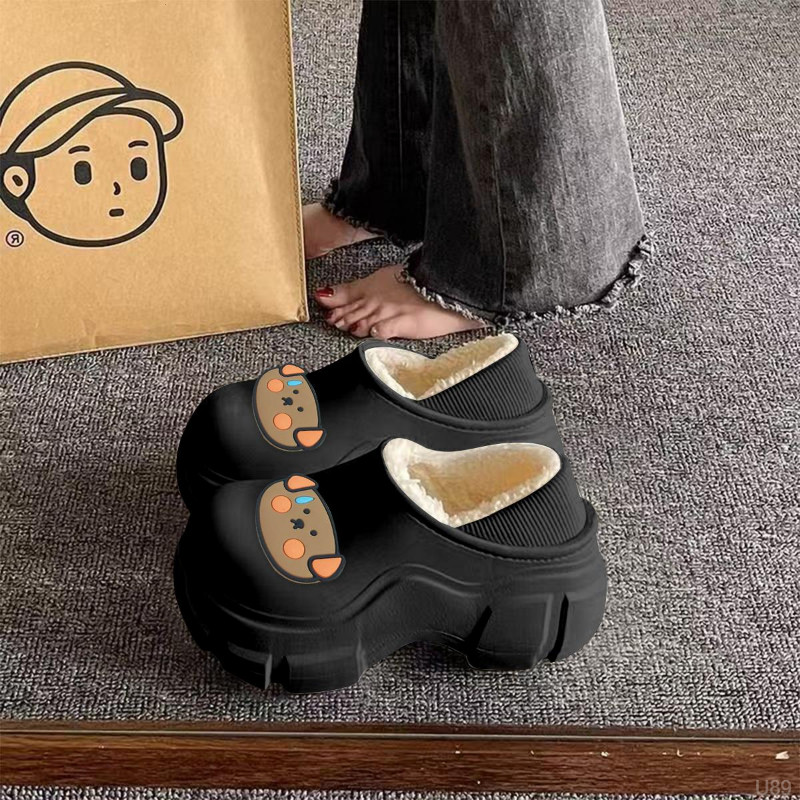 拖鞋女款秋冬新款超可爱甜美棉拖鞋女家用居家防滑厚底毛绒棉拖鞋