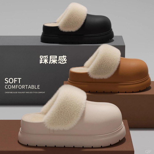 防水棉拖鞋女士2025新款室内家居防滑厚底可拆卸加绒半包棉鞋女款