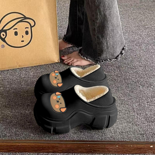 爆款 2025新款 室内家居卡通防滑厚底包头加绒保暖棉拖女 女款 棉拖鞋