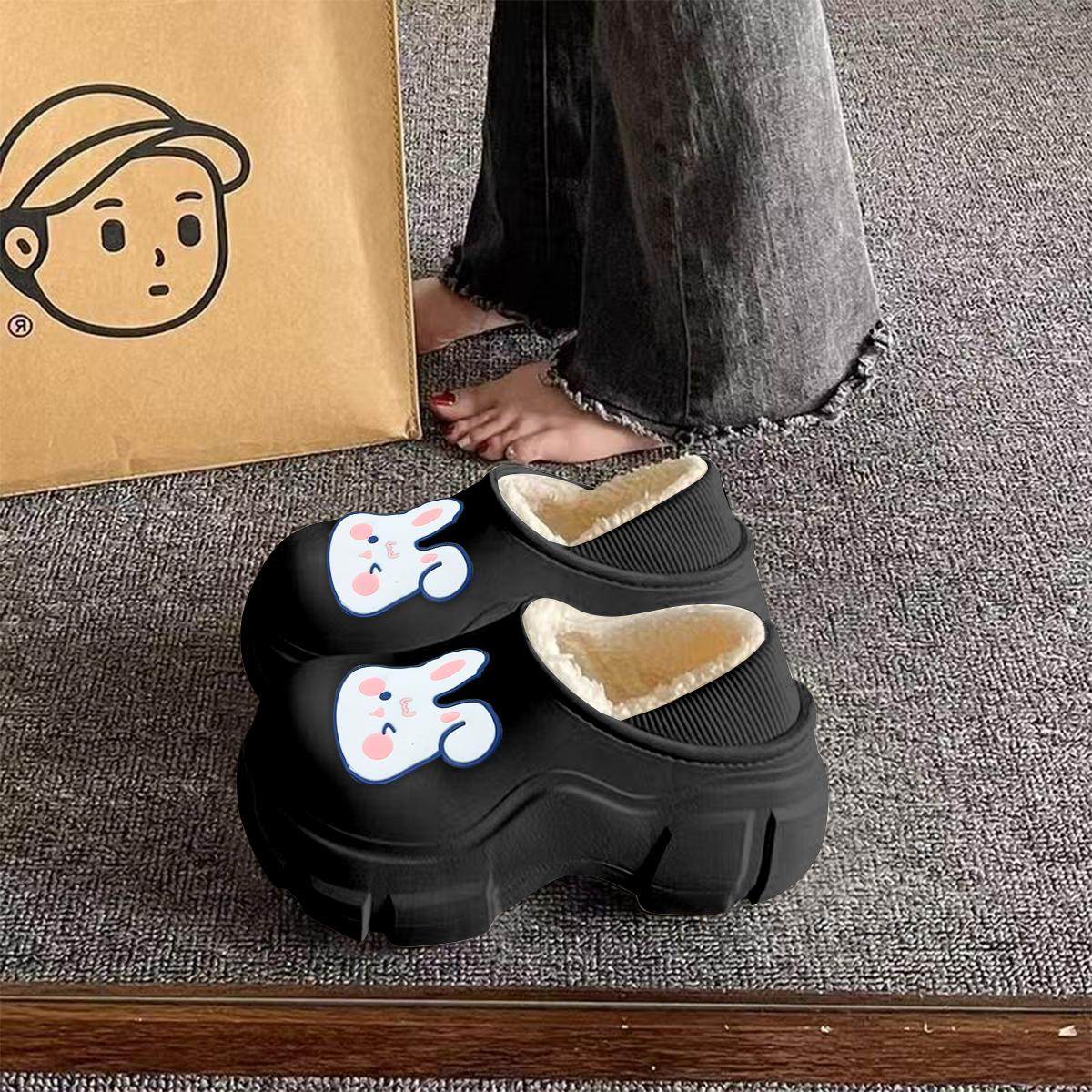 2025冬季家居可爱法式毛绒棉拖鞋女外穿防滑不臭保暖棉鞋可拆卸,女鞋,毛毛鞋,淘宝优惠券,粉丝福利购,淘宝优惠卷