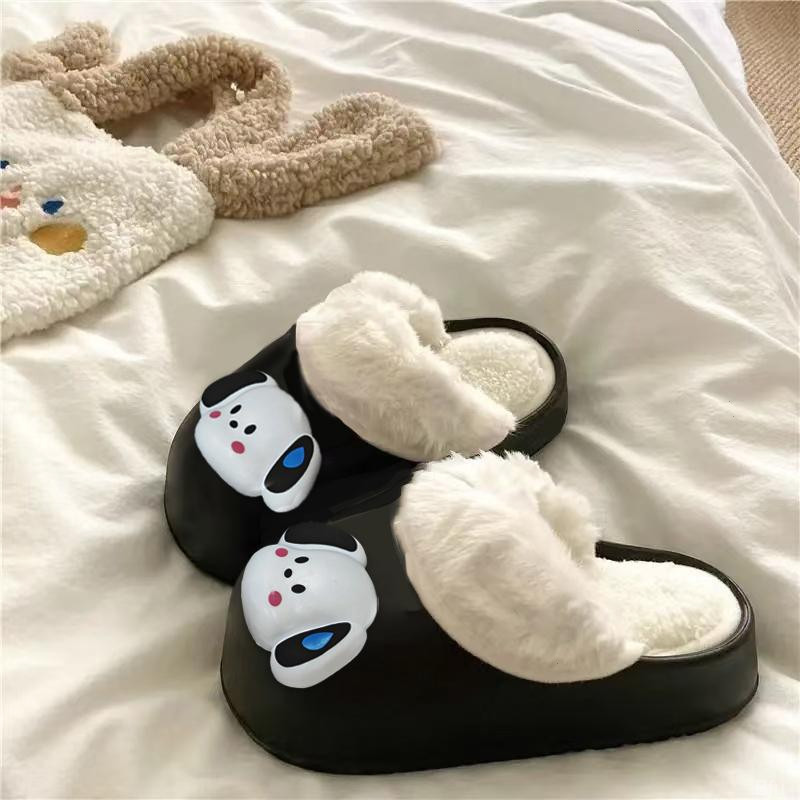 棉拖鞋女秋冬外穿时尚保暖室内防滑耐脏加厚居家可拆洗毛毛棉鞋女