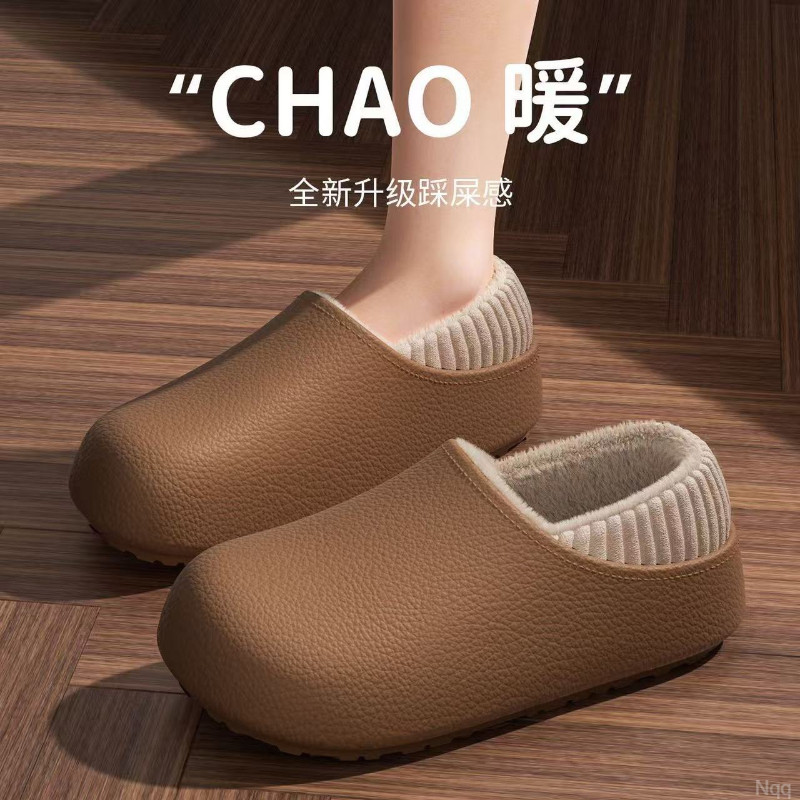 棉拖鞋女冬季勃肯鞋加绒百搭厚底防滑保暖可外穿情侣居家毛毛拖女