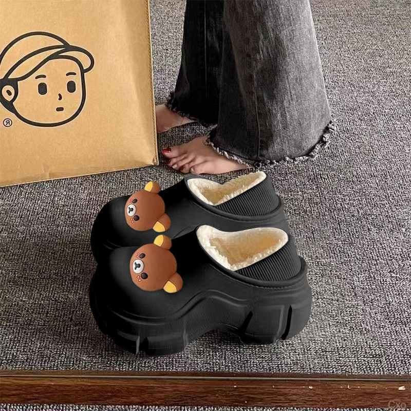 网红舒适加绒保暖高级感毛毛拖鞋女2025冬新款外穿踩屎感男棉拖鞋