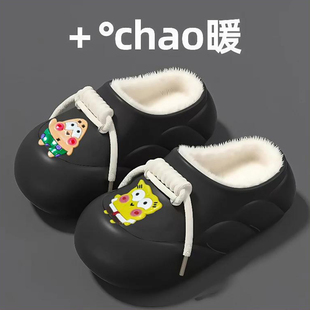 室内家居居家厚底加绒保暖防滑外穿棉鞋 热销可拆卸拖鞋 女可爱冬季
