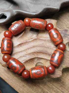 尼泊尔三眼天珠老玛瑙藏传复古