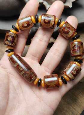 三眼风化手链配饰天然玛瑙