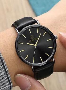 超薄非全自动机芯表防水真皮简约男士手表潮2024新款概念学生男表