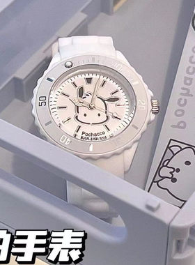 ins日系可爱凯蒂猫手表帕恰狗防水卡通少女儿童简约硅胶机械表