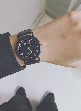 公务员学生考试专用手表女简约时尚复古休闲防水指针皮带石英表男