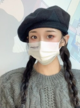 显瘦贝雷帽卷边ins大脸画家帽针织新品网红韩系蓓蕾帽2023百搭女