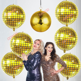 22寸4D迪期科气球DISCO立体圆球铝膜气球KTV酒吧派对舞厅灯装饰