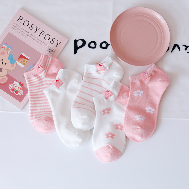 可爱卡通袜子女短袜浅口夏季薄款ins潮韩国日系粉色学生短腰船袜,女士内衣/男士内衣/家居服,短袜,淘宝优惠券,粉丝福利购,淘宝优惠卷