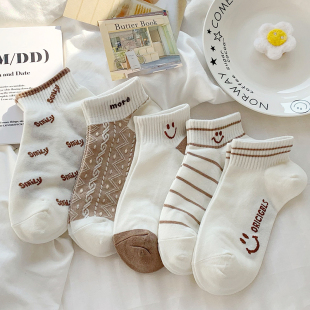 可爱日系低帮浅口棉袜学生运动船袜 ins潮韩版 字母短袜女夏季 薄款