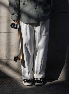 NOEARS白色ins潮工装直筒裤男宽松日系休闲痞帅长裤港风春夏百搭