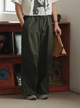 NOEARS日式复古军绿色宽松工装休闲裤春夏cityboy直筒户外伞兵裤