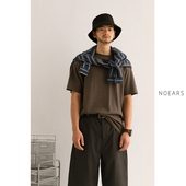 NOEARS复古重磅日系橄榄绿宽松短袖 T恤男圆领套头上衣内搭打底衫