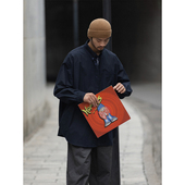 NOEARS藏青色基本款 潮衬衣叠穿内搭 ins工装 宽大痞帅衬衫 男长袖