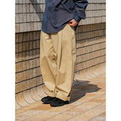 NOEARS卡其色工装 男松紧腰百搭高街潮 日系复古cityboy宽松休闲裤