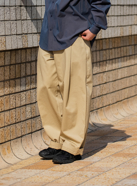 NOEARS卡其色工装日系复古cityboy宽松休闲裤男松紧腰百搭高街潮