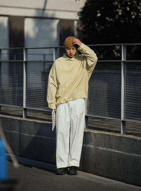 NOEARS青果翻领奶黄色防水户外套头T恤polo上衣长袖日系cityboy潮