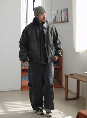 NOEARS日系复古cityboy灰色宽松落肩袖外套春秋翻领休闲痞帅外套