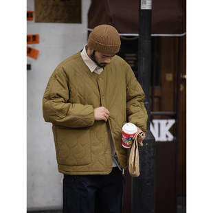 轻薄棉服oversiz男潮葫芦格内胆外套 NOEARS卡其色cityboy宽松工装