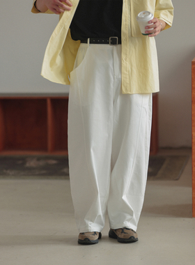 NOEARS夏季复古白色廓形宽松牛仔裤日系cityboy情侣工装弯刀裤