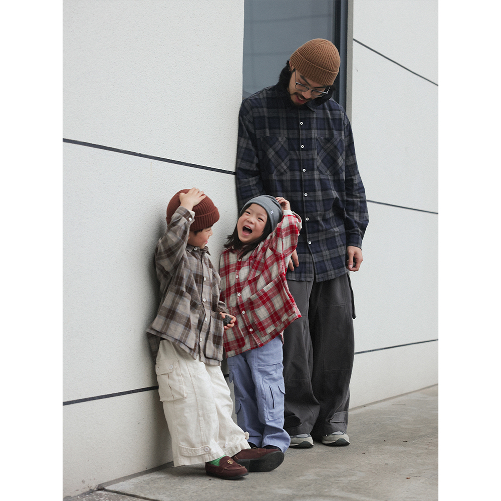 格纹纯棉衬衫日系翻领