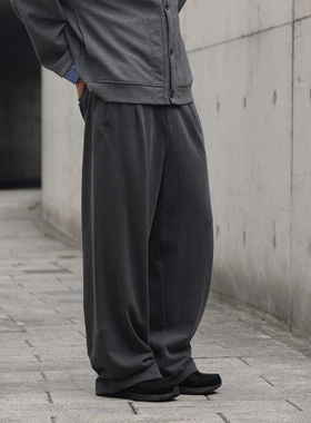 NOEARS日系cityboy设计感深灰色分割直筒长裤春秋复古痞帅长裤