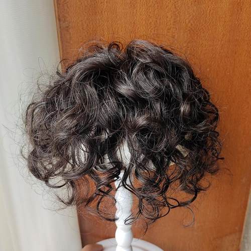 大面积手织小卷真发遮白发卷发片