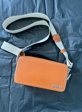 男式2024新款jacquemus斜挎单肩包帆布宽肩带休闲百搭牛皮相机包