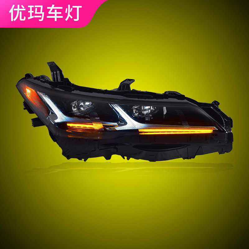 专用于丰田亚洲龙大灯总成改装美版鱼骨飞机款日行灯流水led透镜