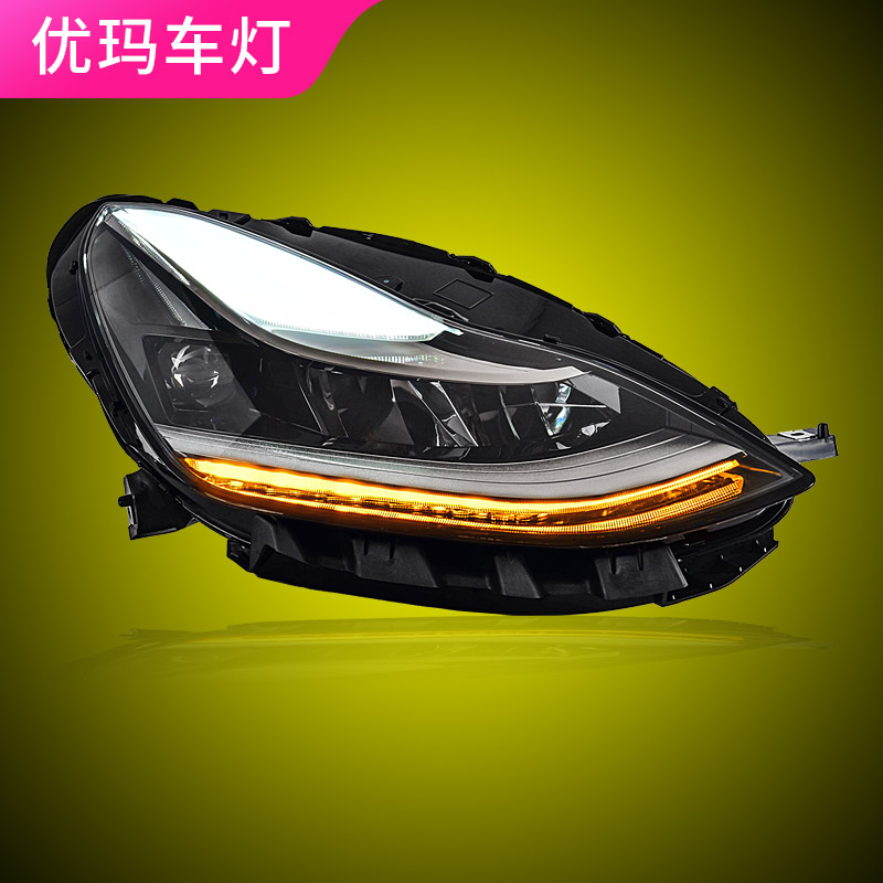 特斯拉model3大灯总成modely改装led大灯一抹蓝日行灯流水转向灯