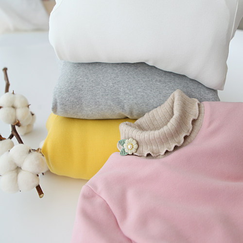 女童内胆保暖打底衫加绒夹棉高领