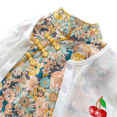 夏装新品全棉复古风女童旗袍