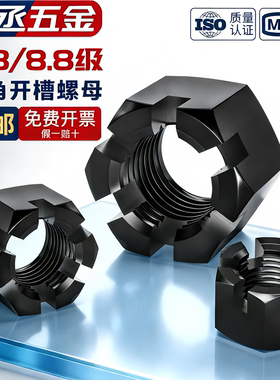 乐丞M6-M42GB58粗牙/细牙开槽螺母碳钢带槽螺帽六角开槽螺母