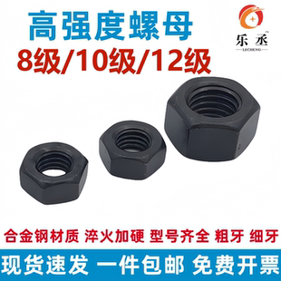 高强度六角螺母 M6M8M10M12M16M20M24M27M30 8级10级12.9级螺丝帽