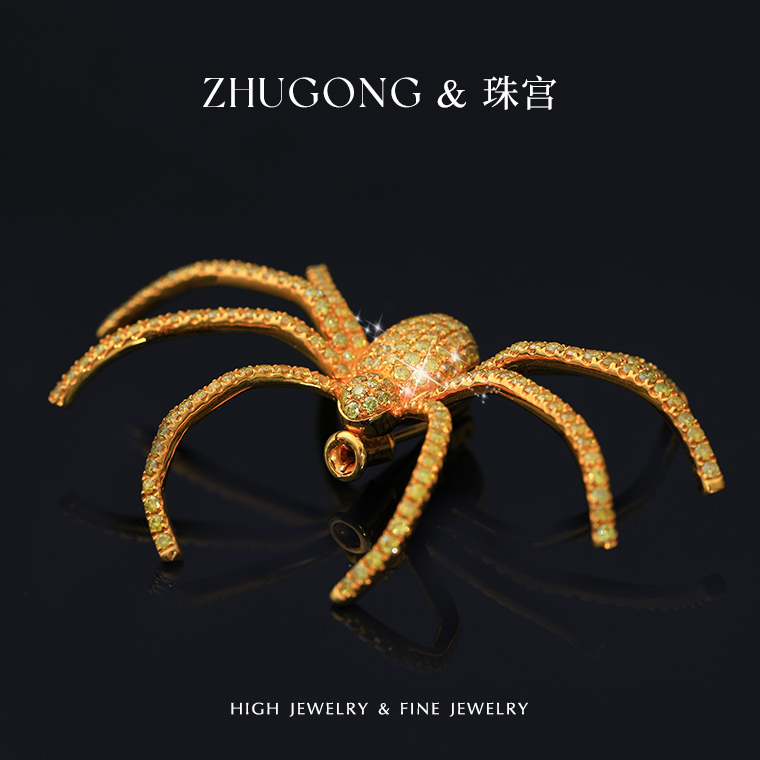 胸针胸针珠宫蜘蛛黄钻
