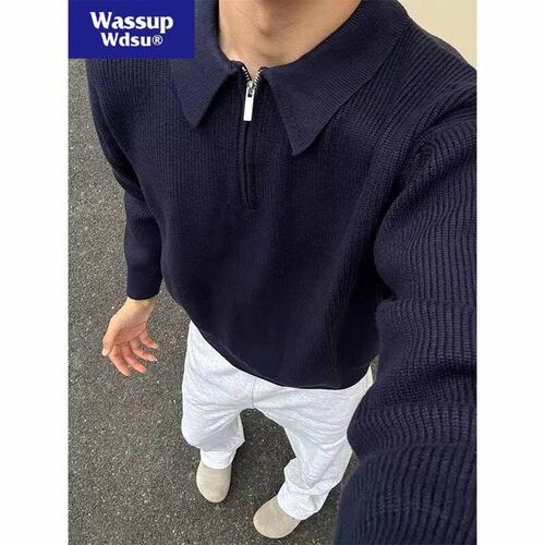 高级感半拉链毛衣男女冬季针织衫