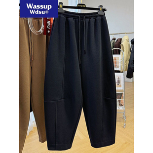 特大码300斤休闲九分哈伦裤男女装秋冬加厚松紧腰抽绳宽松长裤子2