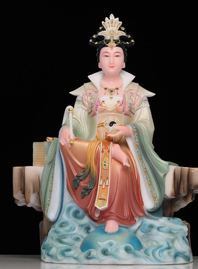 觉缘阁汉白玉彩绘地母娘娘神像