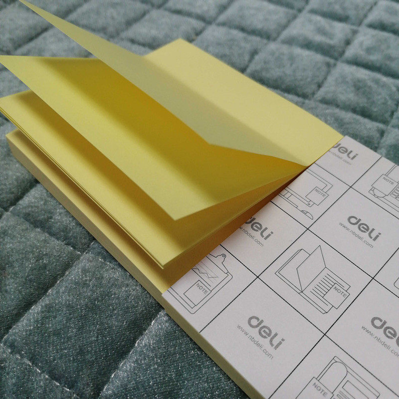 记事贴/得力7733宜优系列76*76mm即时贴黄色便利贴n次贴自粘便条