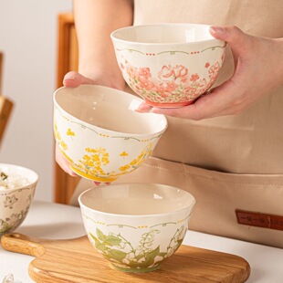 因瓷欢喜釉下彩陶瓷小碗欧式田园风米饭碗甜品碗家用高颜值区分碗