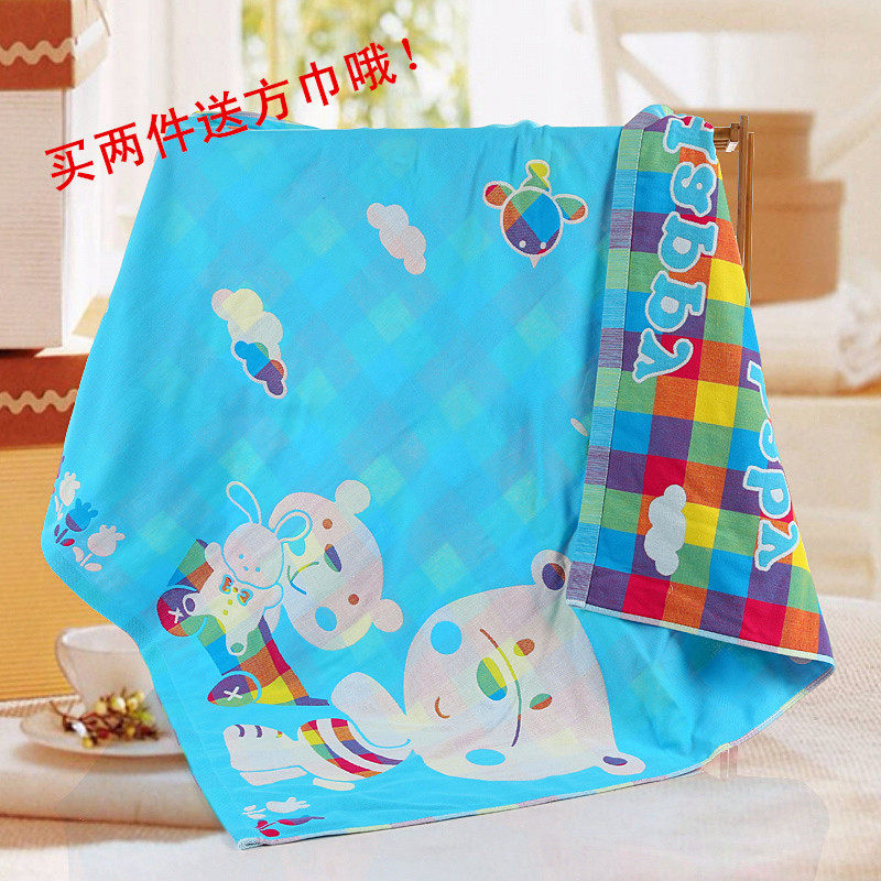 宝宝正方形婴儿洗澡浴巾纯棉3三层纱布超柔新生儿童卡通大毛巾被