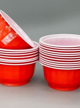 加厚一次性塑料红碗喜庆红色家用婚庆餐具结婚酒席碗筷圆形环保