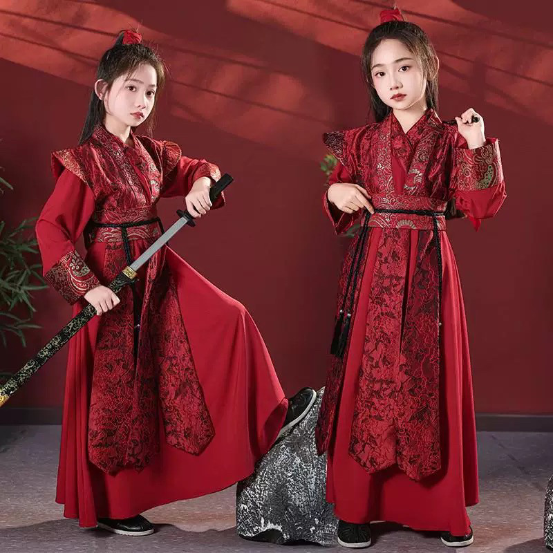 儿童古装汉服帅气武侠风女童花木兰服装南北朝江湖剑客套装演出服图片