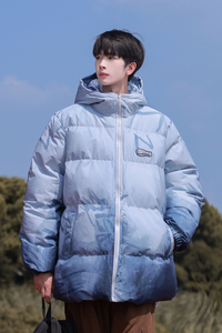 23冬季美式冲锋衣渐变山水印花连帽棉衣加厚面包服1065-P128控158图片