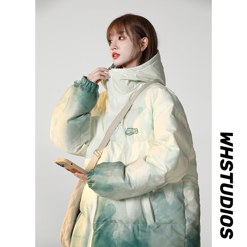 23冬季美式冲锋衣渐变山水印花连帽棉衣加厚面包服1065-P128控158，男装棉衣，星座227-6