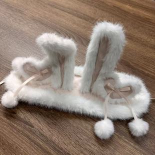 甜梦匣 甜美毛绒小兔lolita边夹礼帽发饰 甜梦小兔小物一团尾款